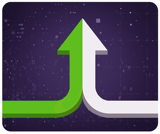 Green and white arrow representing joint business planning between CPG companies and their retailer partners.
