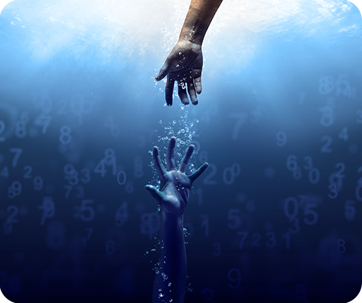 Two hands reaching for each other in water, depicting a Sea of Retail Sales Data
