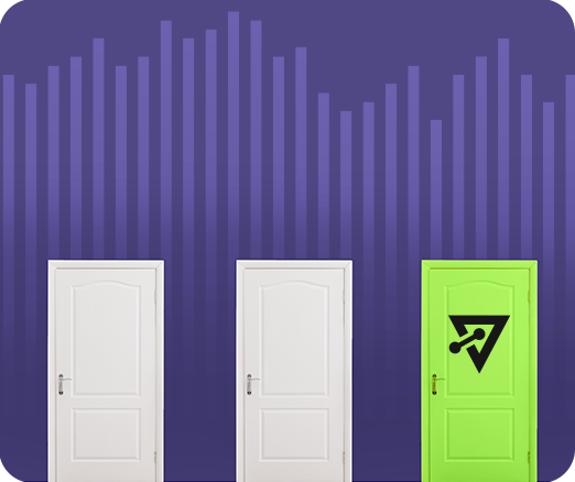 Three doors with a green door representing Retail Velocity as the best choice for Retail Sales Data Analytics.